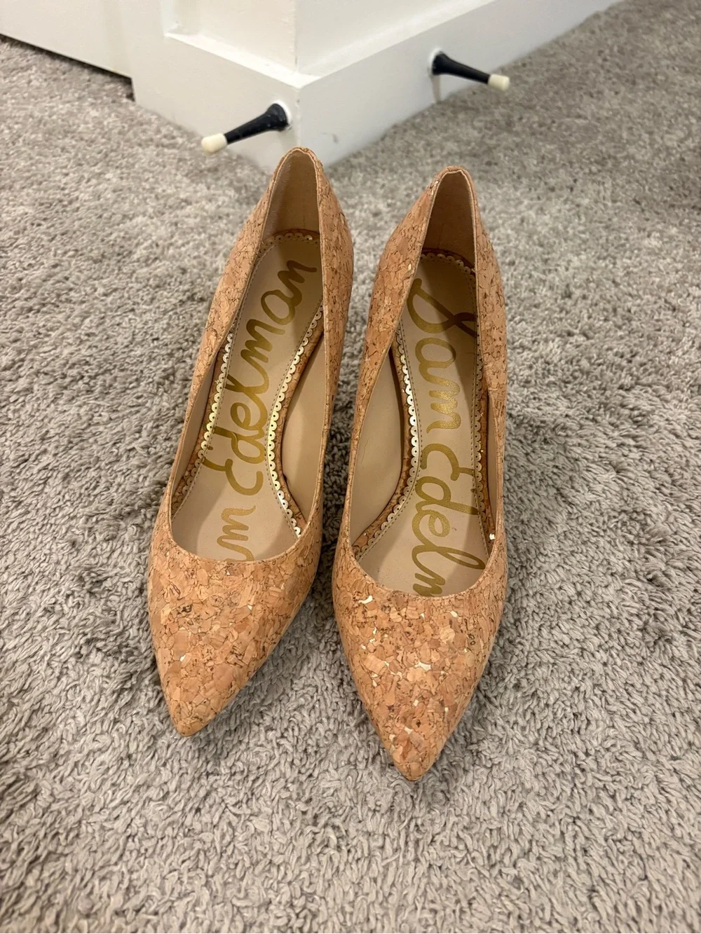 Sam Edelman Cork Pointed-Toe Pumps - Natural Cork Tan